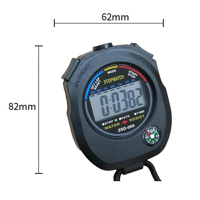 ストップウォッチ スポーツ デジタル 時計 タイマー 防水 0.01秒単位で