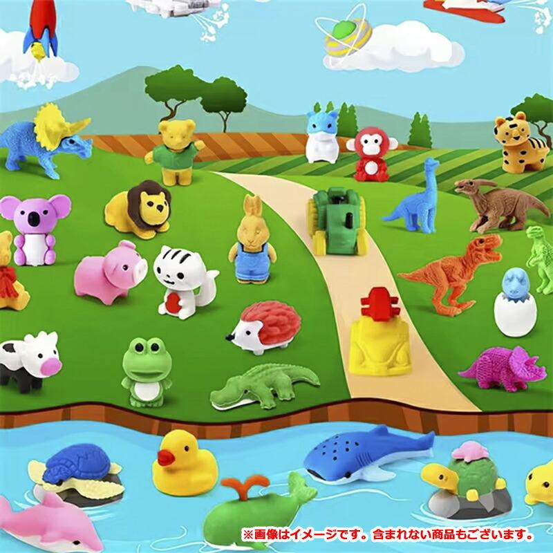 100個】子供用消しゴム かわいい動物 鉛筆消しゴム ミニパズル鉛筆