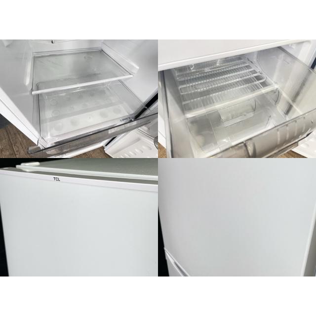 送料無料 TCL 冷凍冷蔵庫 CRB126AW 126L 幅45.5cm スリム 強化ガラス棚