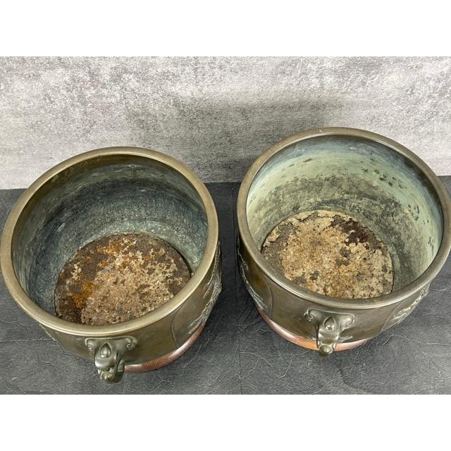 銅製 火鉢 鶴? 2点セット 【中古】約 34/26/22.5 cm 重量約3.6kg 手