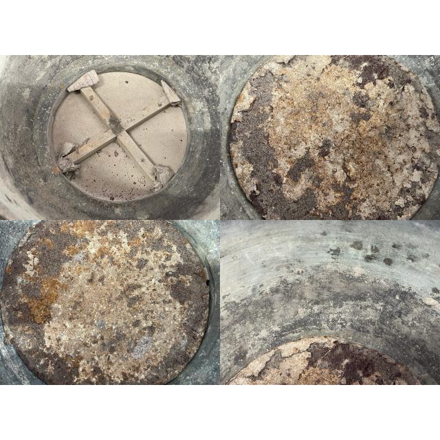 銅製 火鉢 鶴? 2点セット 【中古】約 34/26/22.5 cm 重量約3.6kg 手