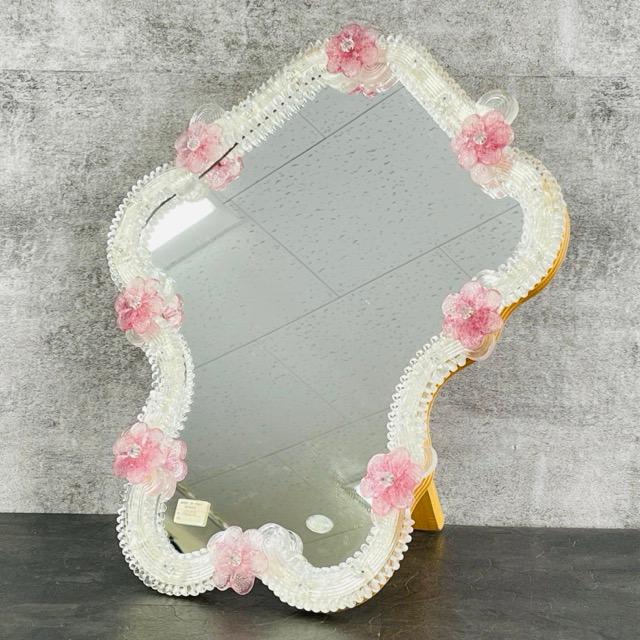 ムラーノ ベネチアンガラス 鏡 【中古】 MURANO イタリア製 壁掛け