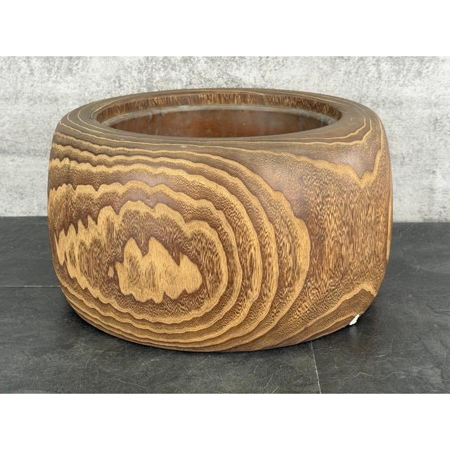 火鉢 木製 【中古】古道具 囲炉裏 和家具 銅落とし 約40×23cm 約4.1kg