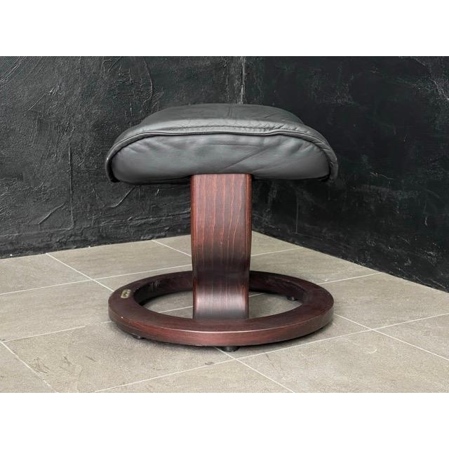 【値下げ】EKORNES オットマン オットマン 【中古】EKORNES 本革 レザー ブラック ノルウェー フット