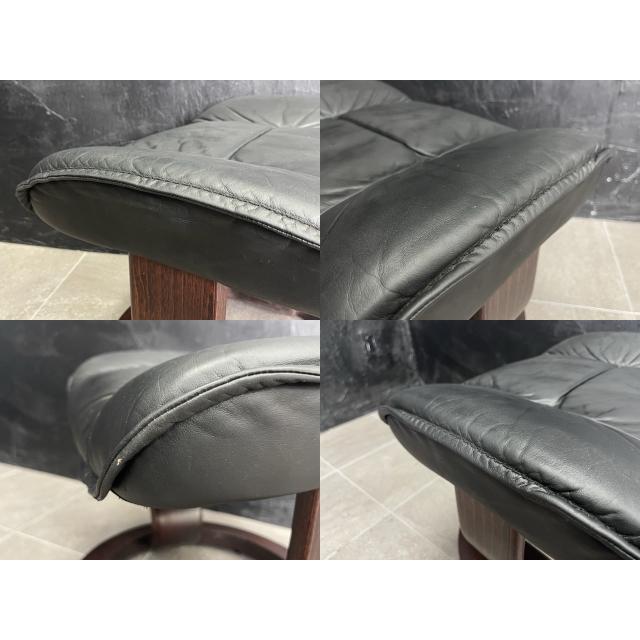 オットマン 【中古】EKORNES 本革 レザー ブラック ノルウェー フット