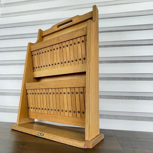 ビンテージ オールドカリモク マガジンラック スリッパラックにも 木製