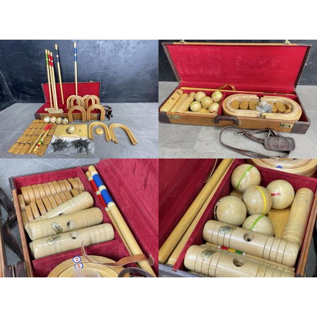 ゲートゴルフ 2組セット 【中古】ゲートボール 木製 スティック ボール