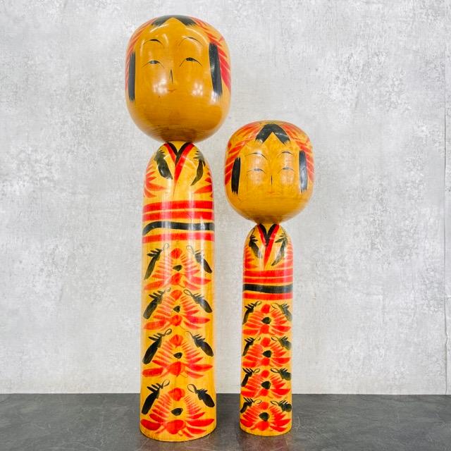 大型こけし2体セット【中古】 我妻吉助 60cm 45cm 2体セット 伝統工芸 