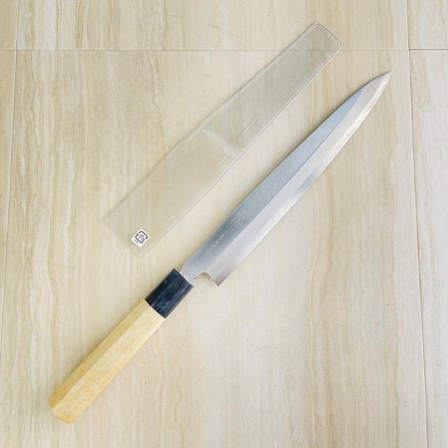 未使用 三友上作 柳刃 刺身包丁 八王子実践高校 刃渡り 約23.5cm  