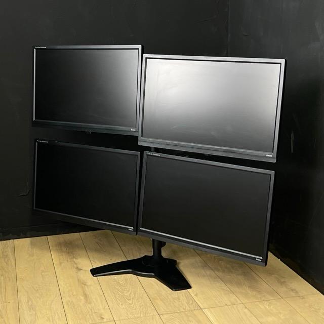 イイヤマ 21.5インチ 液晶モニター 4面 モニターアーム スタンドセット 