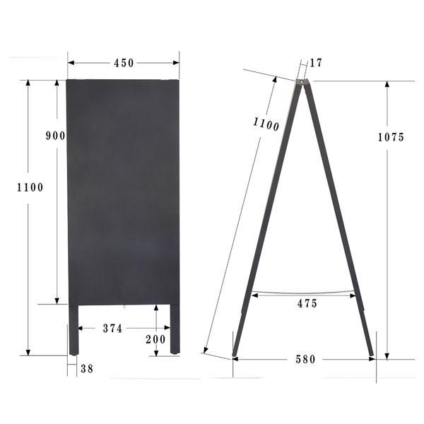 黒板 看板 | A型 ブラックボード フチなし チョーク 用L110| A型看板 店舗 スタンド 案内 ウエルカムボード メッセージボード|urisapo|03