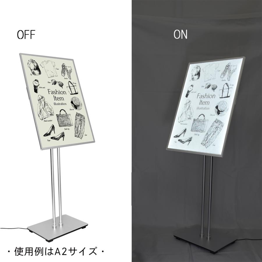 LED ポスタースタンド A1 シルバー LED看板 | 店舗看板 バックライトパネル 電飾 光る看板 光るポスターパネル (会社名・店舗名等の法人名義、団体名は代引きOK)の画像