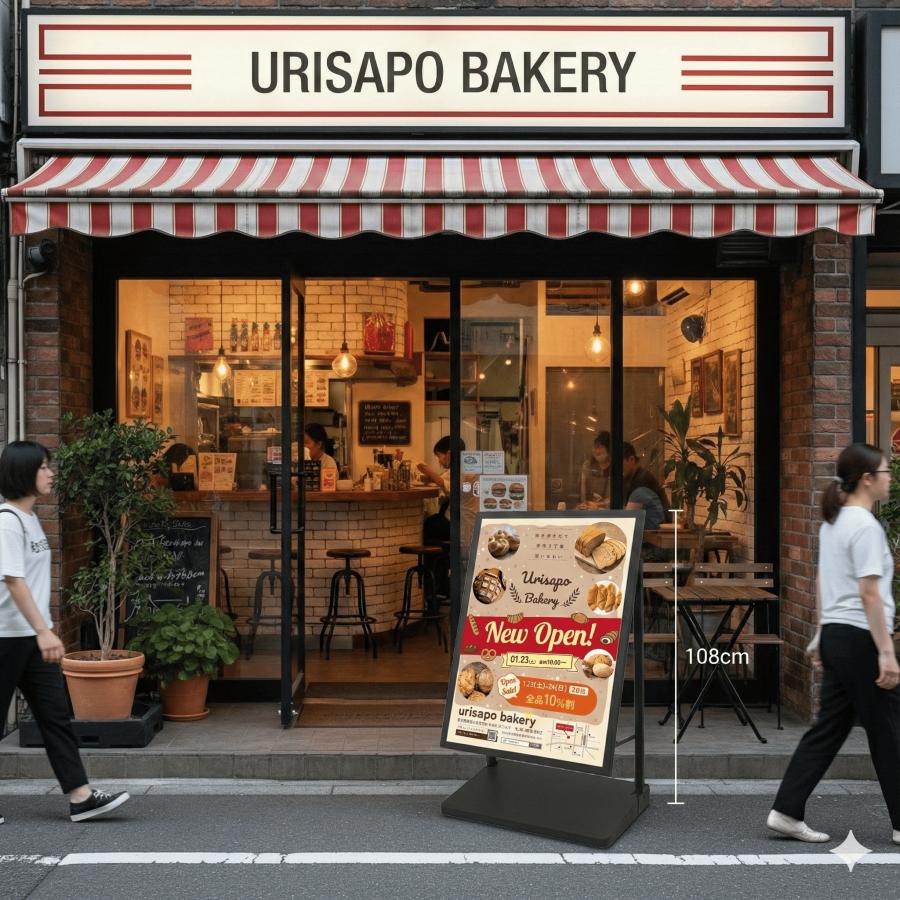 URiSAPO（ウリサポ） 店舗看板 A型 | 注水式 スタンド A1 キャスター