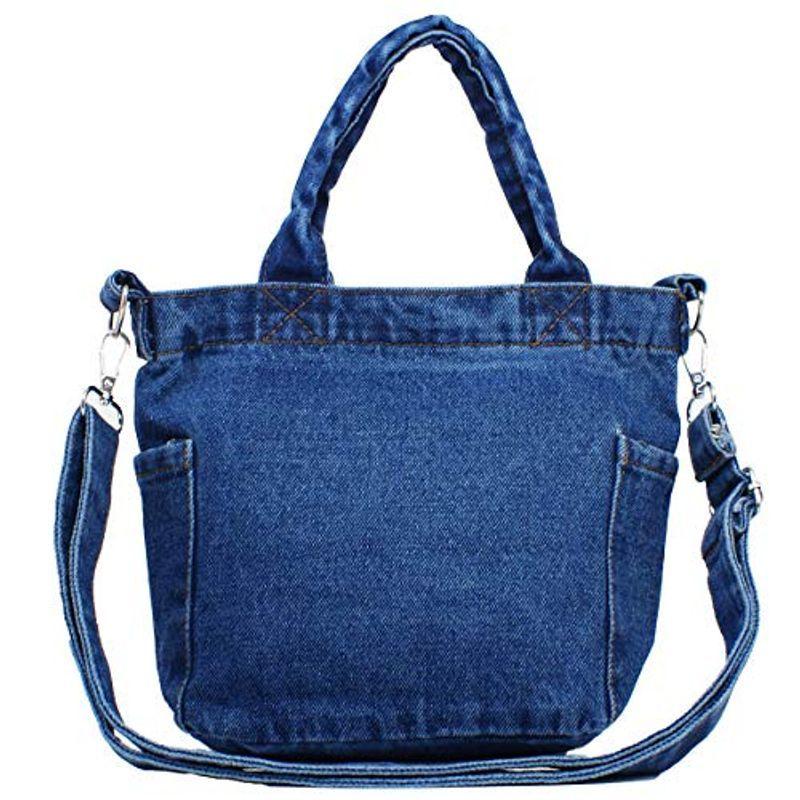 2way ショルダーバッグ トートバッグ レディース デニム 軽量 斜めがけ サイドポケット付 ファスナー ミニ 小さい バッグ Bag 未使用品