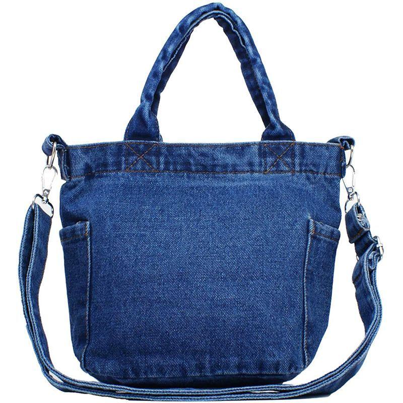 2way ショルダーバッグ トートバッグ レディース デニム 軽量 斜めがけ サイドポケット付 ファスナー ミニ 小さい バッグ Bag 未使用品