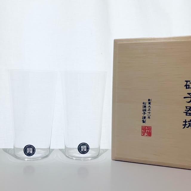 うすはりグラス タンブラーM 木箱2Pセット 松徳硝子 【レビューを書いて5%OFF!】　 | 