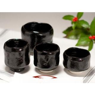 黒楽（総釉） 湯呑み（大） 〔川嵜和楽（川崎和楽）〕 : uroco - 通販