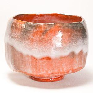 手造り　赤楽　抹茶碗  〔佐々木昭楽〕