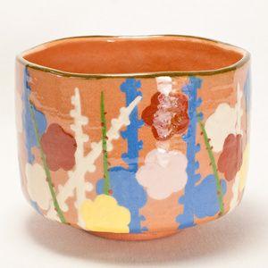 乾山「色絵槍梅図」写し 赤楽 抹茶碗 〔川嵜和楽（川崎和楽