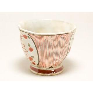 清水焼・京焼 粉引 赤花十草 湯呑み（特大）〔道仙工房〕 : uroco