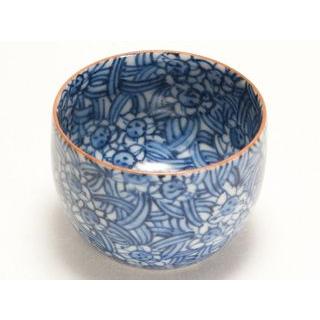 清水焼・京焼 染付内外水仙 だるま形 ぐい呑み 〔助田正山〕 : uroco