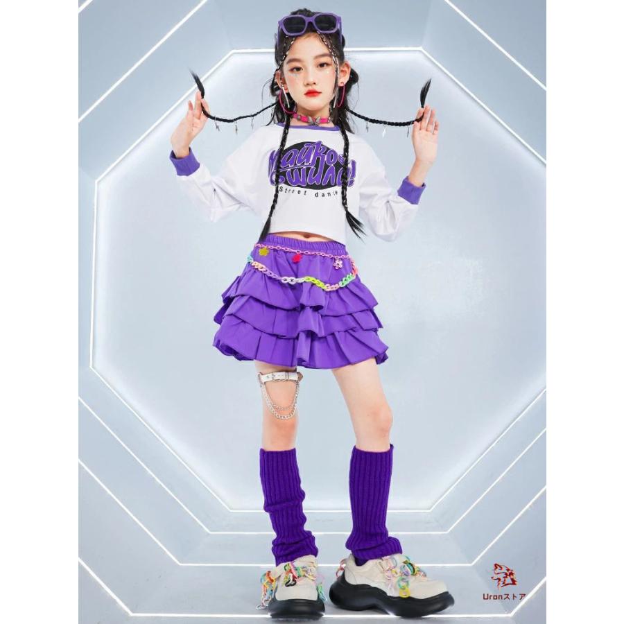 ステージ衣装 ヒップホップ キッズダンス スカート パンツ ホワイト 白