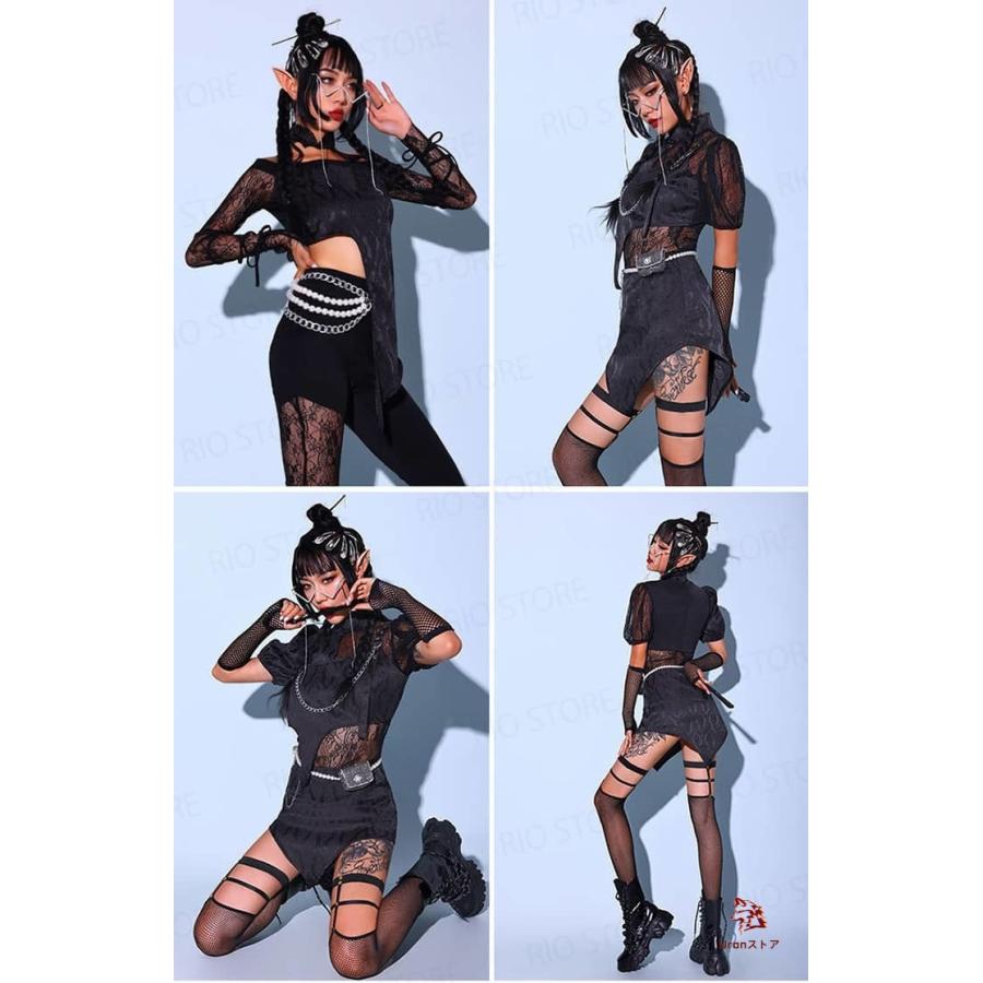 韓国 ダンス衣装 大人 セットアップ ヒップホップ レディース 黒