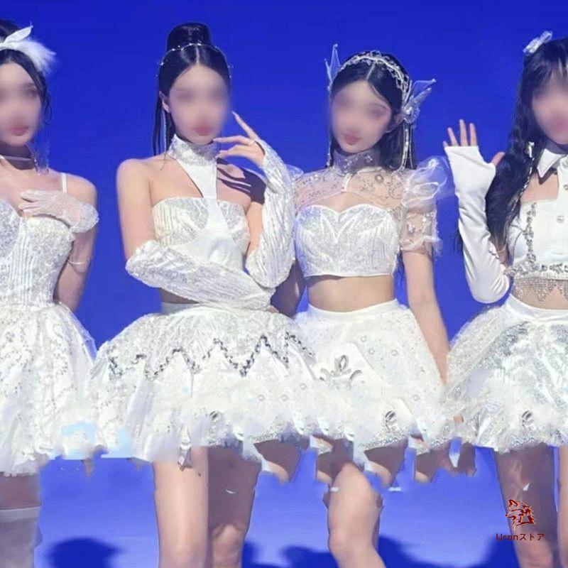 白 ダンス衣装 レディース 演出服 セットアップ 韓国 k-pop アイドル