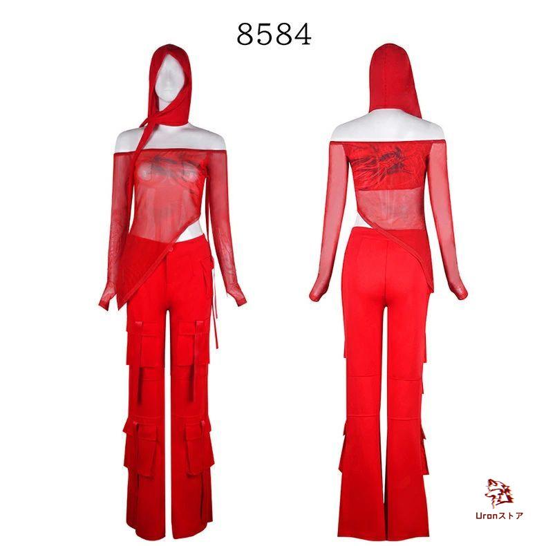 赤 ダンス衣装 セットアップ 大人 レディース 韓国風 アイドル衣装