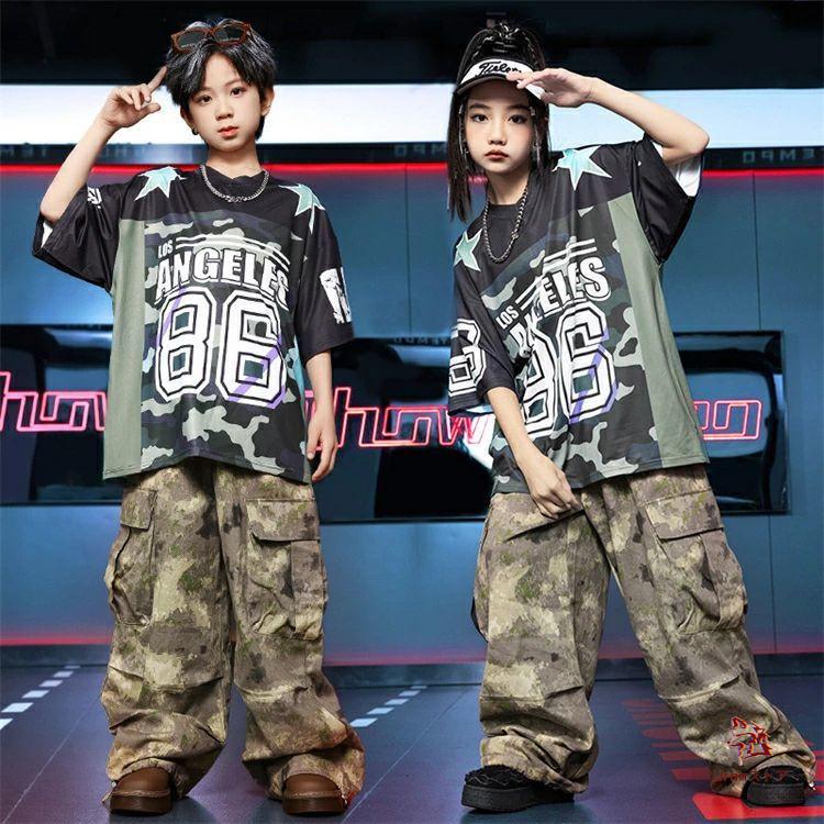 迷彩 緑 キッズダンス衣装 セットアップ ダンスウェア キッズ ステージ