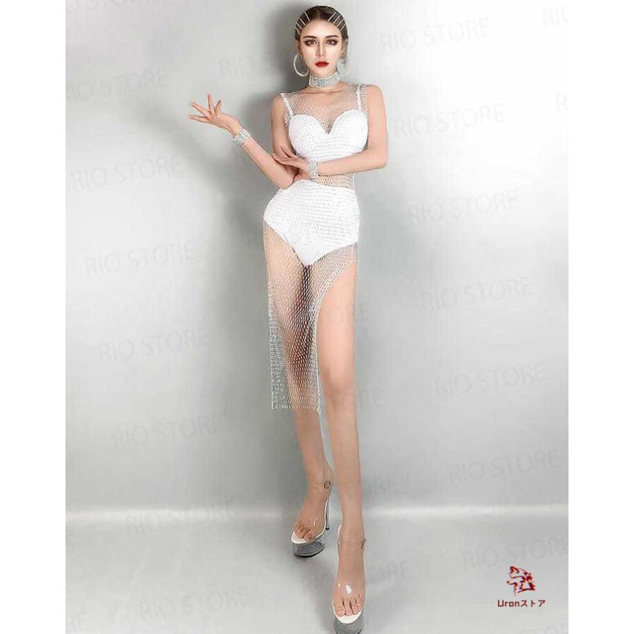 ダンス衣装 大人ダンス セクシー 白 黒 キラキラ DS演出服