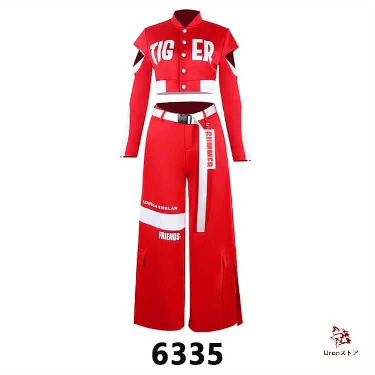 ダンス衣装 レディース アイドル ヒップホップ 赤 白 トップス パンツ