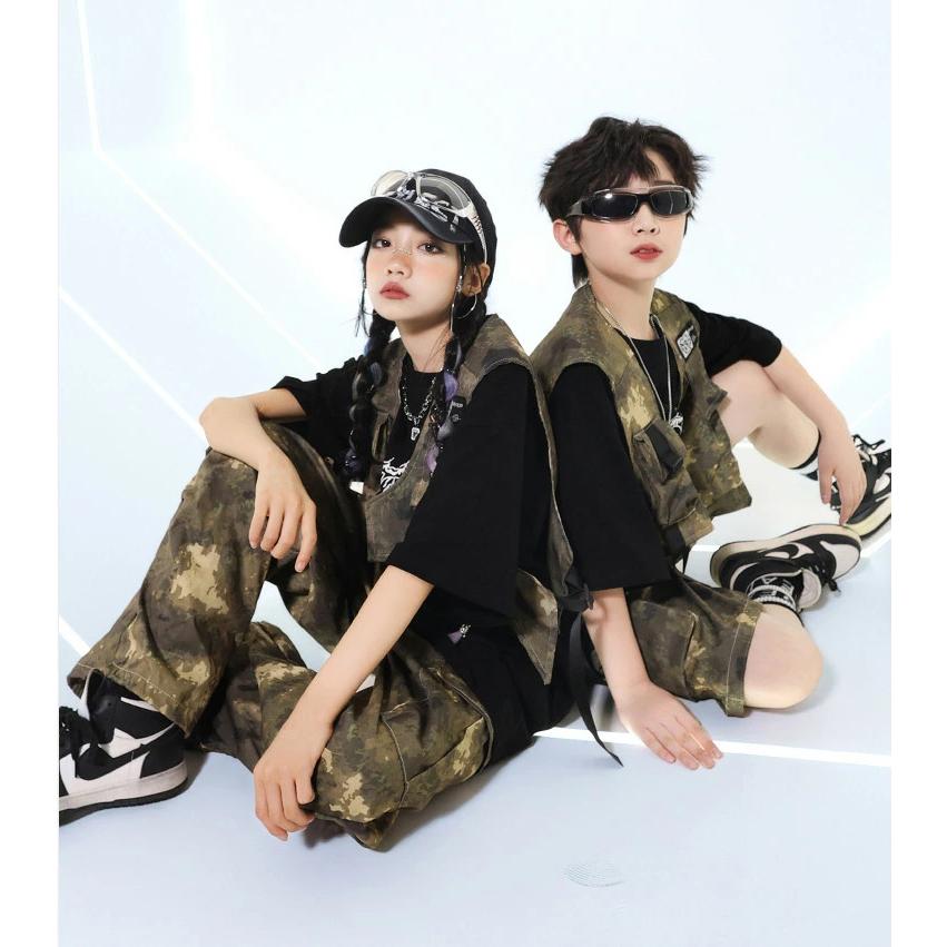 【美品】BAPEKIDS 迷彩柄Tシャツとフリルスカートセット 120cm 迷彩柄 ベスト キッズ ダンス衣装 ヒップホップ セットアップ 子供服