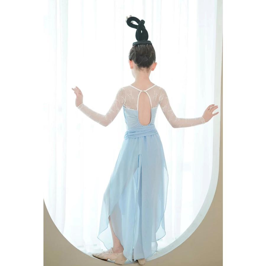 子供 バレエ 古典ダンス衣装 スカート付き レオタード 女の子 古典舞踊