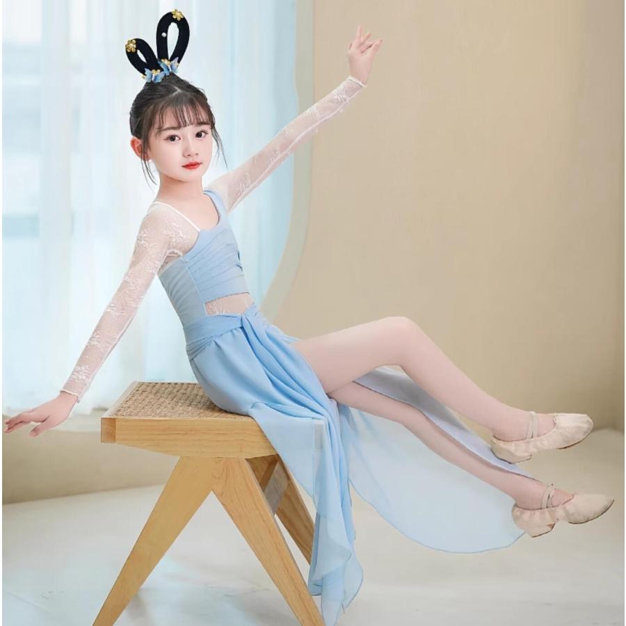 子供 バレエ 古典ダンス衣装 スカート付き レオタード 女の子 古典舞踊