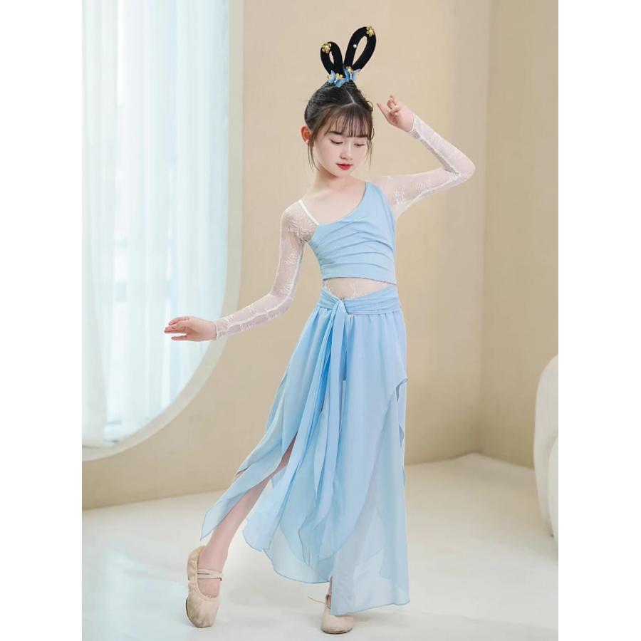 子供 バレエ 古典ダンス衣装 スカート付き レオタード 女の子 古典舞踊