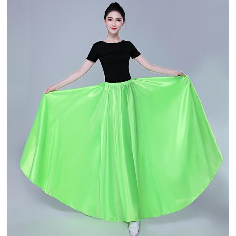サテン スカート 大きい裾 広がる ダンス ロング丈 80cm 85cm 90cm