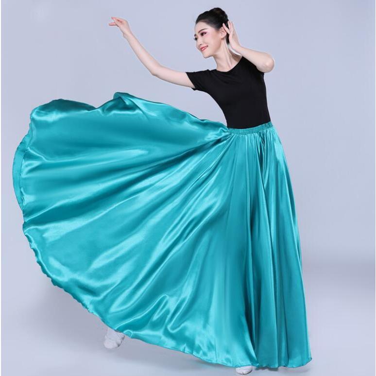 サテン スカート 大きい裾 広がる ダンス ロング丈 80cm 85cm 90cm