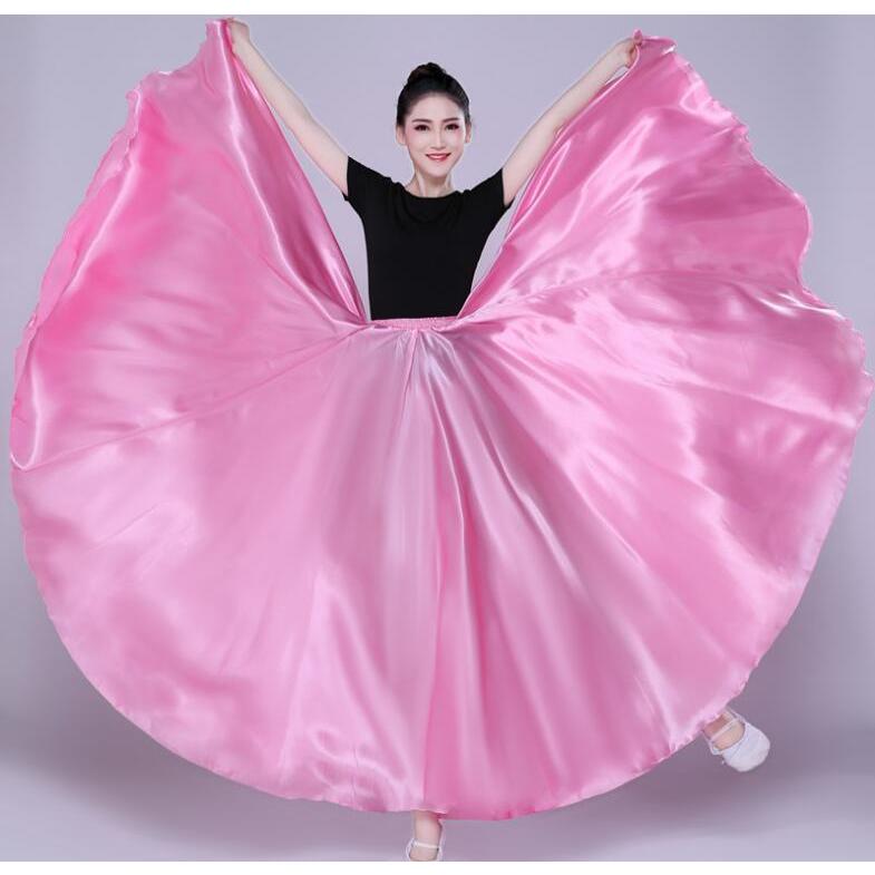 サテン スカート 大きい裾 広がる ダンス ロング丈 80cm 85cm 90cm