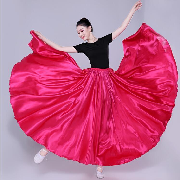 サテン スカート 大きい裾 広がる ダンス ロング丈 80cm 85cm 90cm