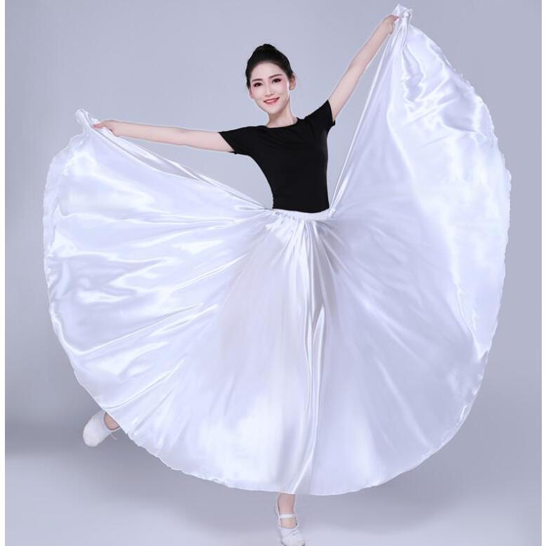 サテン スカート 大きい裾 広がる ダンス ロング丈 80cm 85cm 90cm