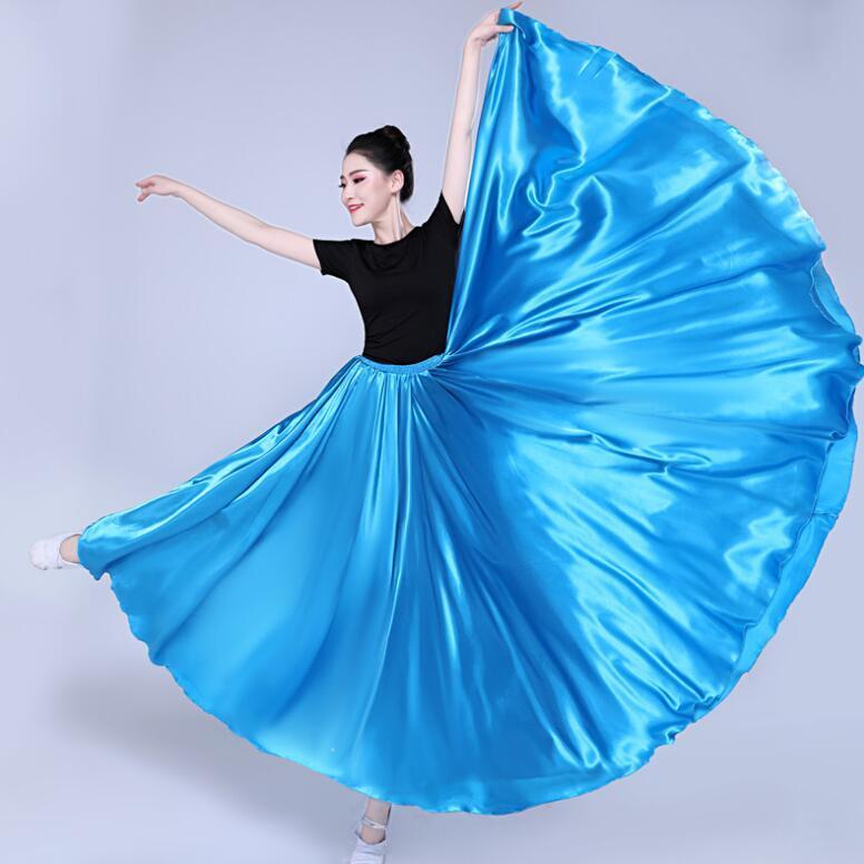サテン スカート 大きい裾 広がる ダンス ロング丈 80cm 85cm 90cm
