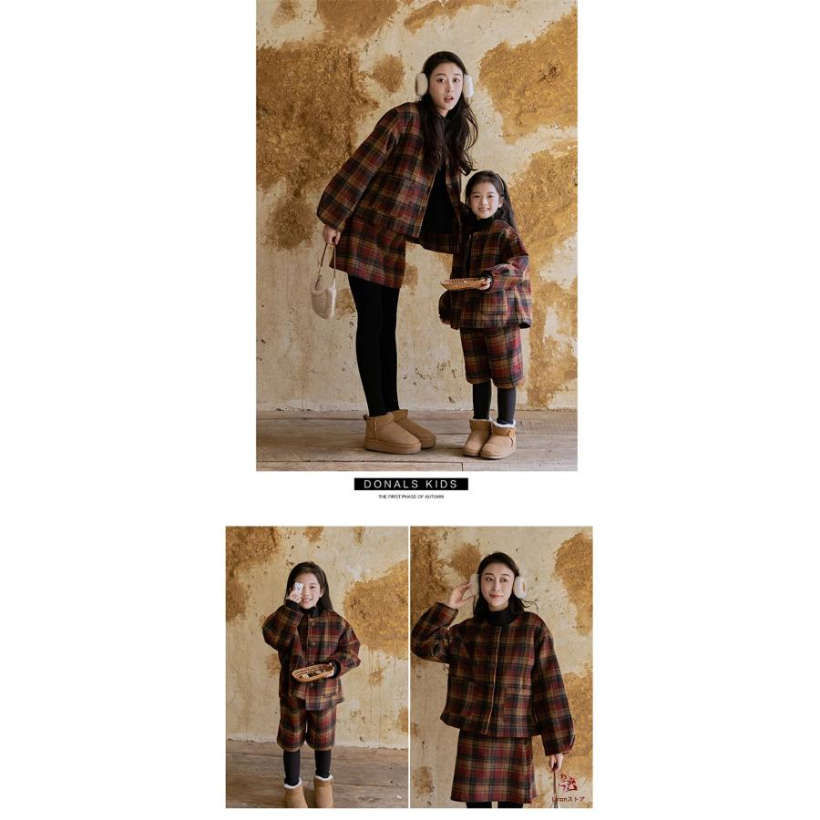 親子ペア セットアップ チェック柄 ママと娘 可愛い クリスマス