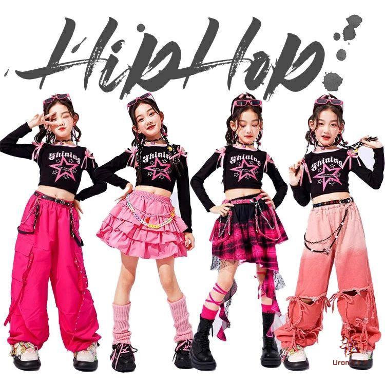 子供　女の子　ダンス衣装 ピンク系 子供服 キッズ ダンス ダンス衣装 女の子 デニム チェック柄