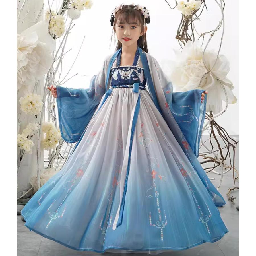 女の子 漢服 中華 コスプレ衣装 子供 チャイナ服 振袖羽織付き 豪華
