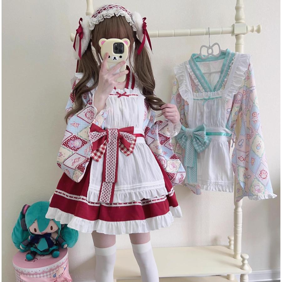 ロリータ服 改良 着物 和服 和風 メイド服 エプロン ドレス コスプレ