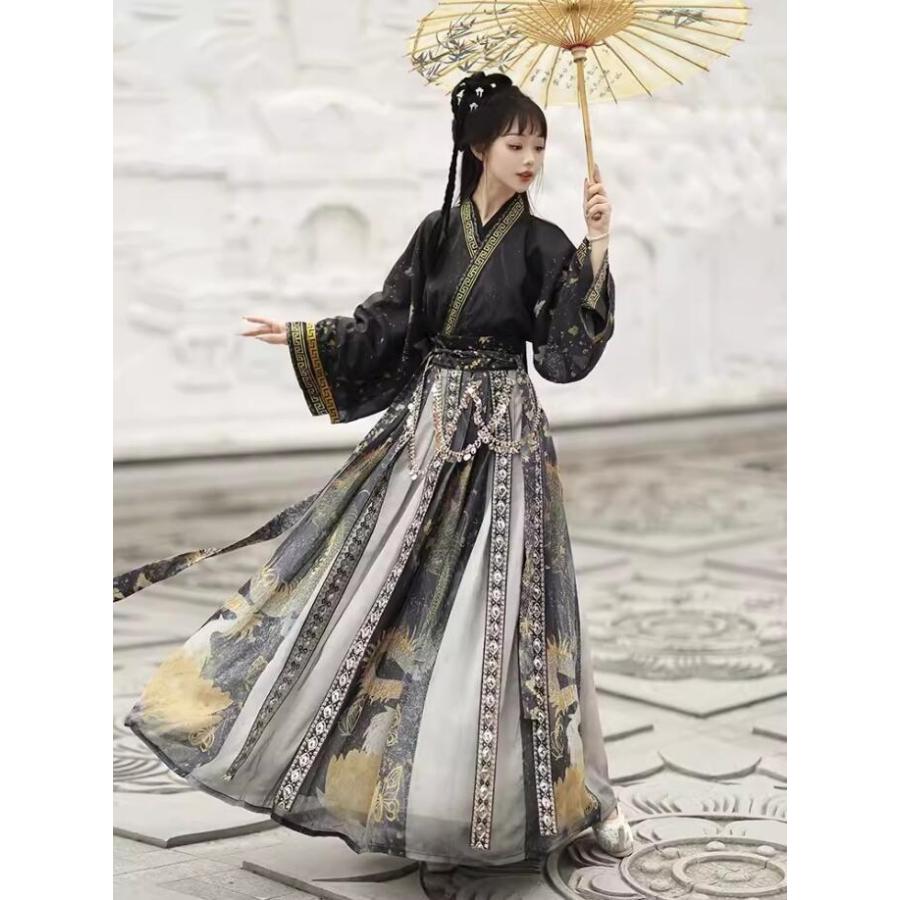 漢服 魏晋時代コスプレ衣装 龍 蝶柄プリント レディース コスチューム