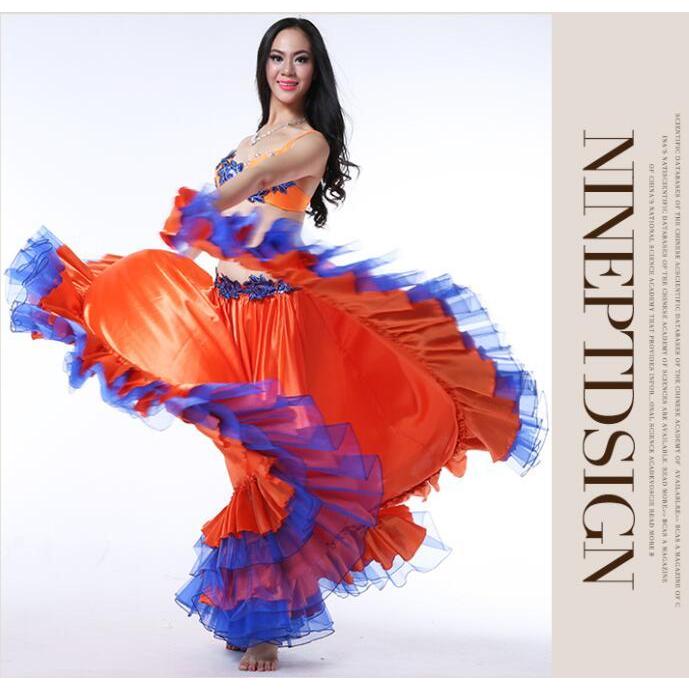 フラメンコ スカート ロング丈 裾フリル 広がる ダンス用 レディース