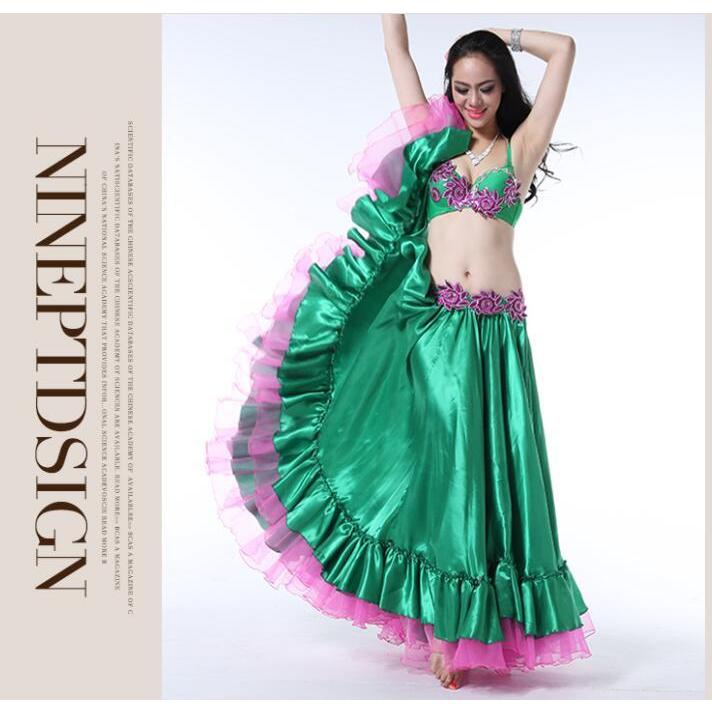 フラメンコ スカート ロング丈 裾フリル 広がる ダンス用 レディース