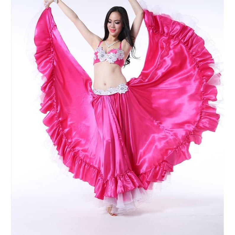 フラメンコ スカート ロング丈 裾フリル 広がる ダンス用 レディース